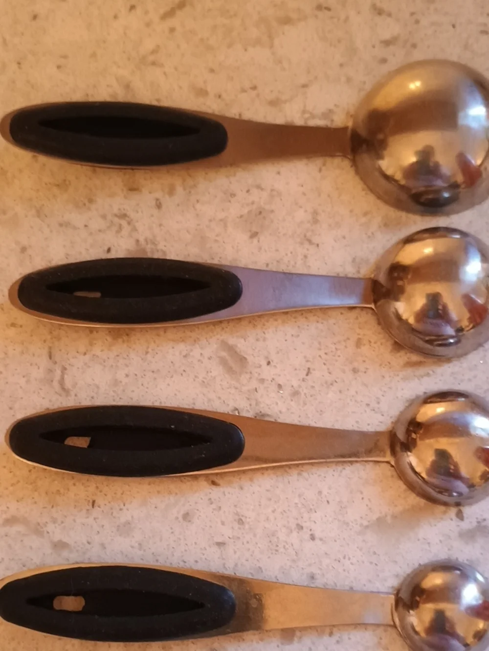 Stainless Steel Measuring Spoon Set with Black Handles - 5pc